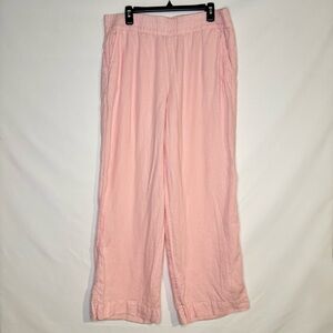 Tommy Bahama Women’s 100% Linen Wide Leg High Waisted Pink Pull On Pants Size L
